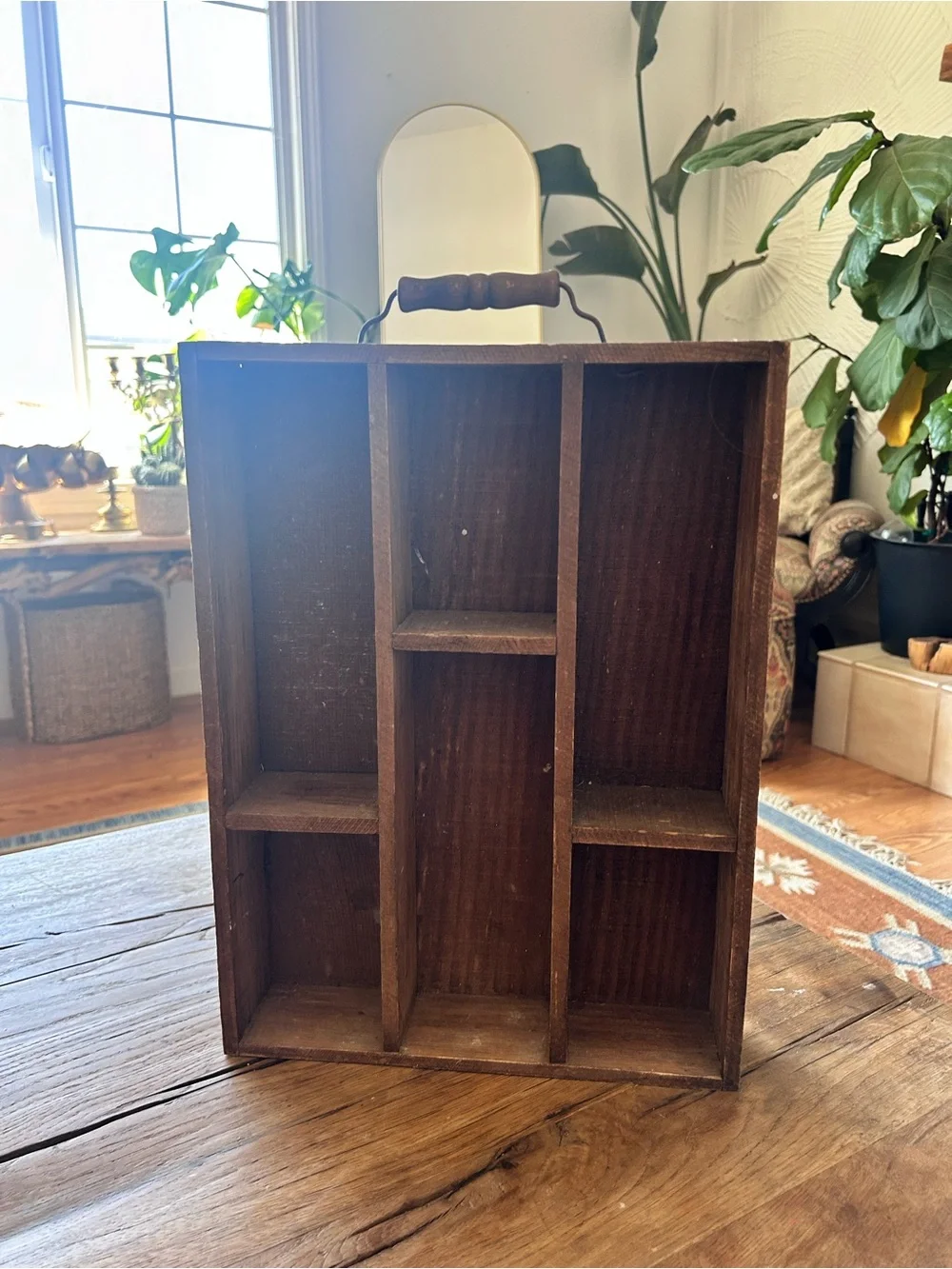 Vintage antique Wooden drawer Compartment Shelf - display decor staging